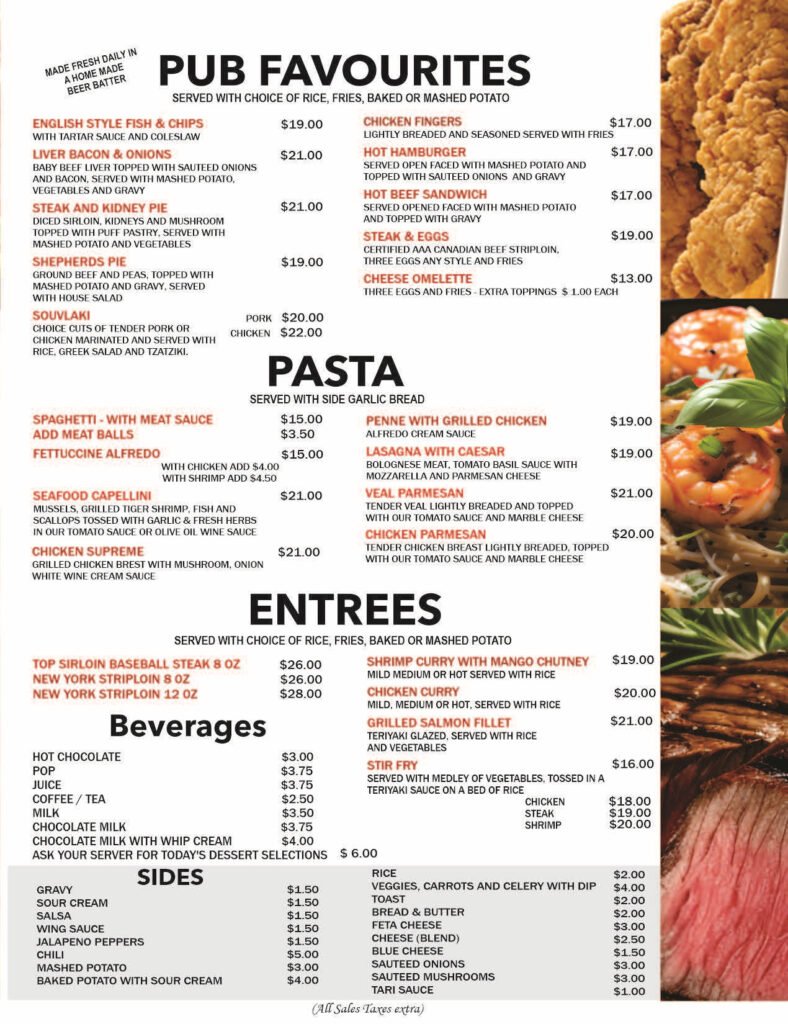 Menu | Harp And Crown Pub