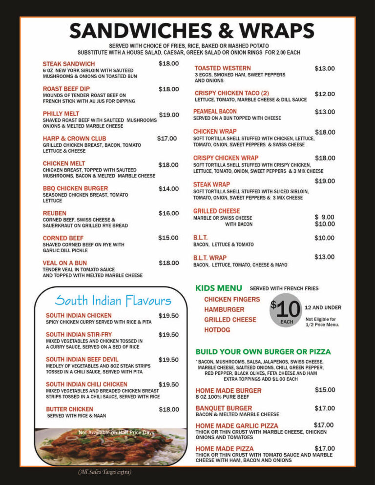 Harp and Crown 2024 MENU 2